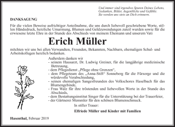 Traueranzeige von Erich Müller von Südthüringer Presse