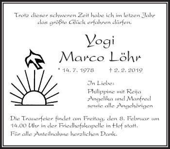 Traueranzeige von Marco Löhr von Frankenpost