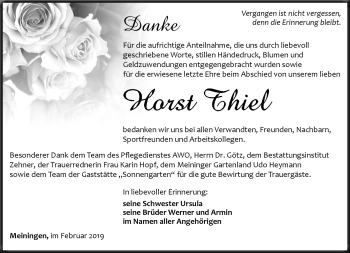 Traueranzeige von Horst Thiel von Südthüringer Presse