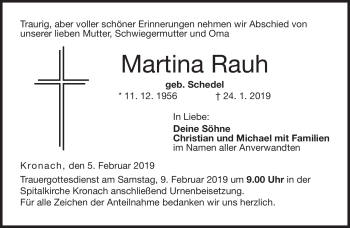 Traueranzeige von Martina Rauh von Neue Presse Coburg