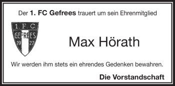 Traueranzeige von Max Hörath von Frankenpost