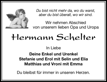 Traueranzeige von Hermann Schelter von Frankenpost