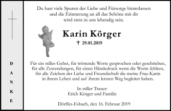 Traueranzeige von Karin Kröger von Neue Presse Coburg