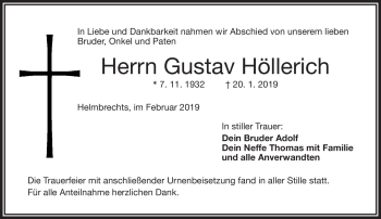 Traueranzeige von Gustav Höllerich von Frankenpost