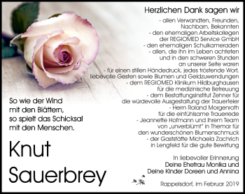 Traueranzeige von Knut Sauerbrey von Südthüringer Presse