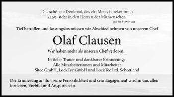 Traueranzeige von Olaf Clausen von Neue Presse Coburg