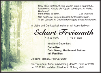 Traueranzeige von Eckart Freismuth von Neue Presse Coburg