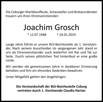 Traueranzeige von Joachim Grosch von Neue Presse Coburg