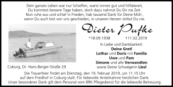 Traueranzeige von Dieter Pufke von Neue Presse Coburg