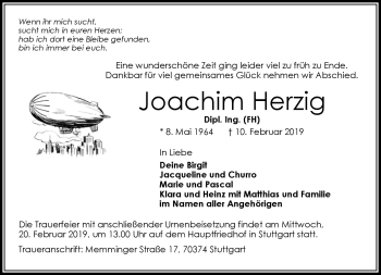 Traueranzeige von Joachim Herzig von Frankenpost