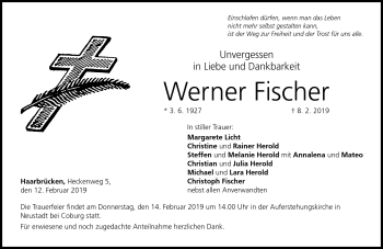 Traueranzeige von Werner Fischer von Neue Presse Coburg