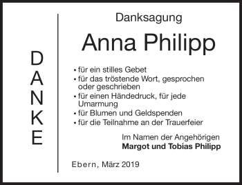 Traueranzeige von Anna Philipp von Neue Presse Coburg