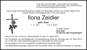 Traueranzeige von Ilona Zeidler von Neue Presse Coburg
