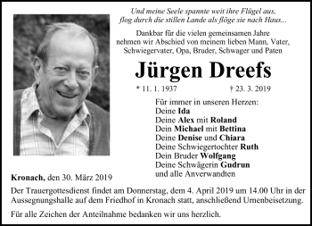 Traueranzeige von Jürgen Dreefs von Neue Presse Coburg