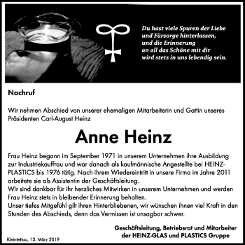 Traueranzeige von Anne Heinz von Neue Presse Coburg