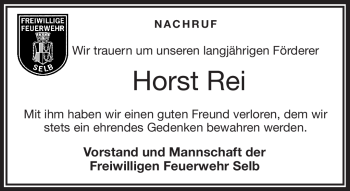 Traueranzeige von Horst Rei von Frankenpost