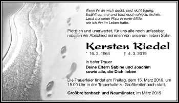 Traueranzeige von Kerstin Riedel von Südthüringer Presse