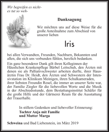 Traueranzeige von Iris  von Südthüringer Presse
