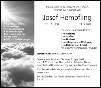Traueranzeige von Josef Hempfling von Neue Presse Coburg