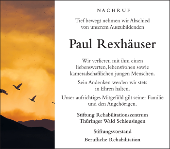 Traueranzeige von TheresaPaul NaumannRexhäuser von Südthüringer Presse