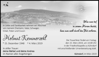 Traueranzeige von Helmut Kemmerzehl von Südthüringer Presse