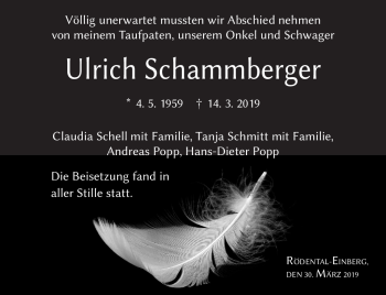 Traueranzeige von Ulrich Schammberger von Neue Presse Coburg