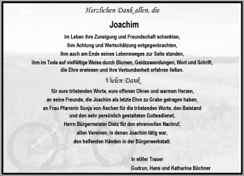 Traueranzeige von Joachim Büchner von Neue Presse Coburg