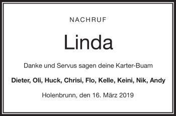 Traueranzeige von Linda Ruckdeschel von Frankenpost