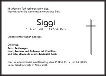 Traueranzeige von Siggi Feldmayer von Frankenpost