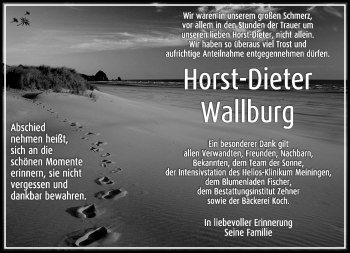 Traueranzeige von Hans-Dieter Wallburg von Südthüringer Presse