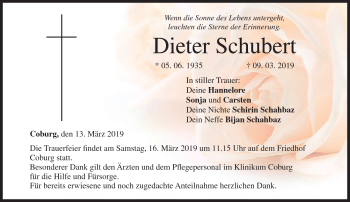 Traueranzeige von Deite Schubert von Neue Presse Coburg