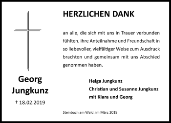 Traueranzeige von Georg Jungkunz von Neue Presse Coburg