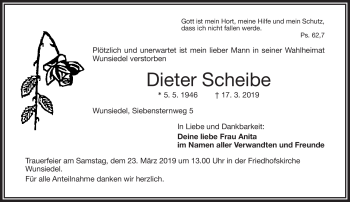 Traueranzeige von Dieter Scheibe von Frankenpost
