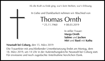 Traueranzeige von Thomas Ornth von Neue Presse Coburg