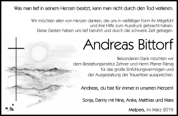 Traueranzeige von Andreas Bittorf von Südthüringer Presse