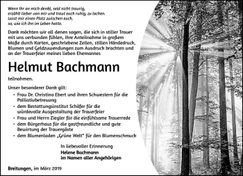 Traueranzeige von Helmut Bachmann von Südthüringer Presse