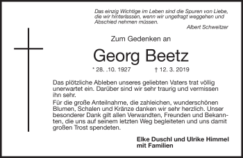 Traueranzeige von Georg Beetz von Neue Presse Coburg