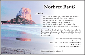 Traueranzeige von Norbert Bauß von Südthüringer Presse