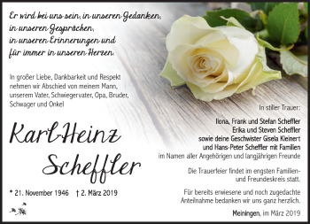 Traueranzeige von Karl-Heinz Scheffler von Südthüringer Presse