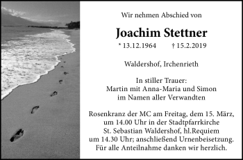 Traueranzeige von Joachim Stettner von Frankenpost
