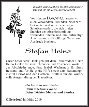 Traueranzeige von Heinz Stefan von Südthüringer Presse