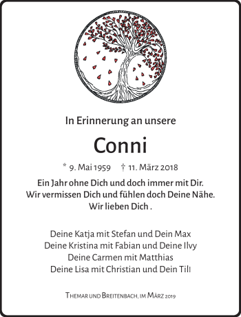 Traueranzeige von Conny  von Südthüringer Presse