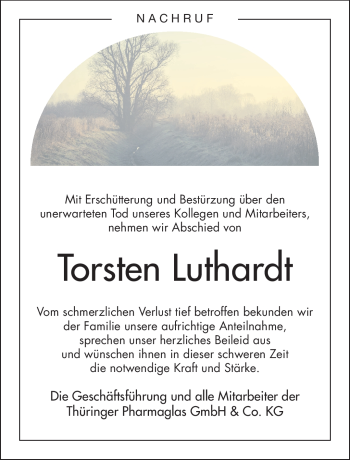 Traueranzeige von Torsten Luthardt von Südthüringer Presse