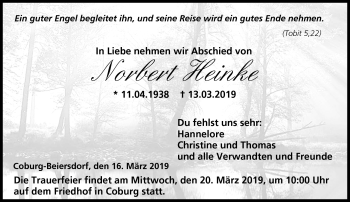 Traueranzeige von Norbert Heinke von Neue Presse Coburg