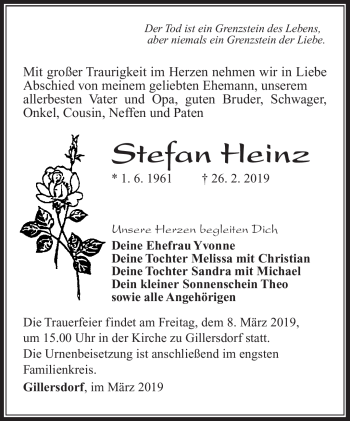 Traueranzeige von Stefan Heinz von Südthüringer Presse