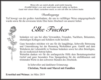 Traueranzeige von Elke Fischer von Südthüringer Presse