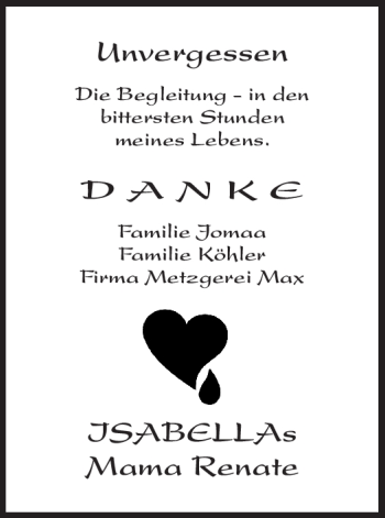 Traueranzeige von Isabella  von Frankenpost