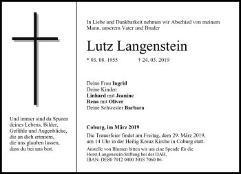 Traueranzeige von Lutz Langenstein von Neue Presse Coburg