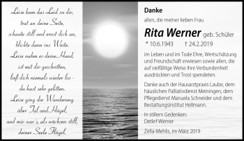 Traueranzeige von Rita Werner von Südthüringer Presse