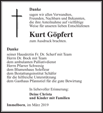 Traueranzeige von Kurt Göpfert von Südthüringer Presse